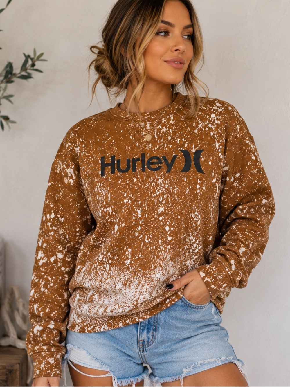 OOAK Custom Hurley Hand Dyed Oversized Crewneck Sweatshirt Womenâs M